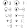 925 Silver Stud Earrings for Women Silver Earrings Multiple Piercings 5 Pairs Earrings Set 2mm 3mm 4mm 5mm 6mm