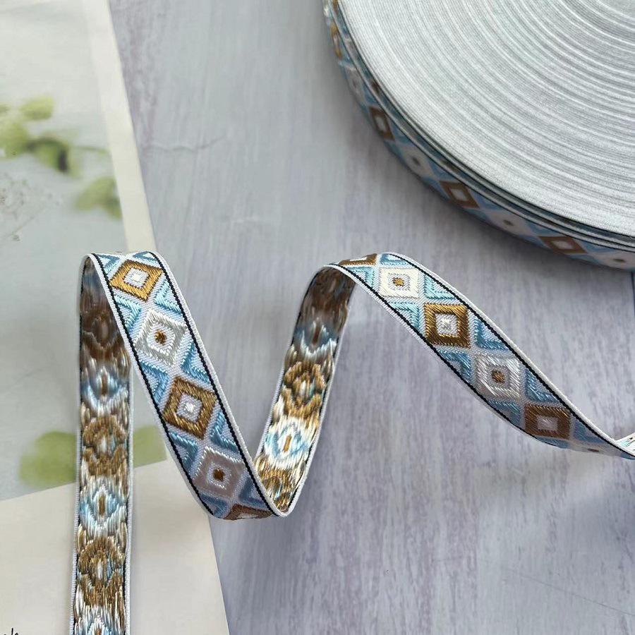 Ethnic Geometric Jacquard Webbing Accessory AH-2855, 1.4 CM Width.
