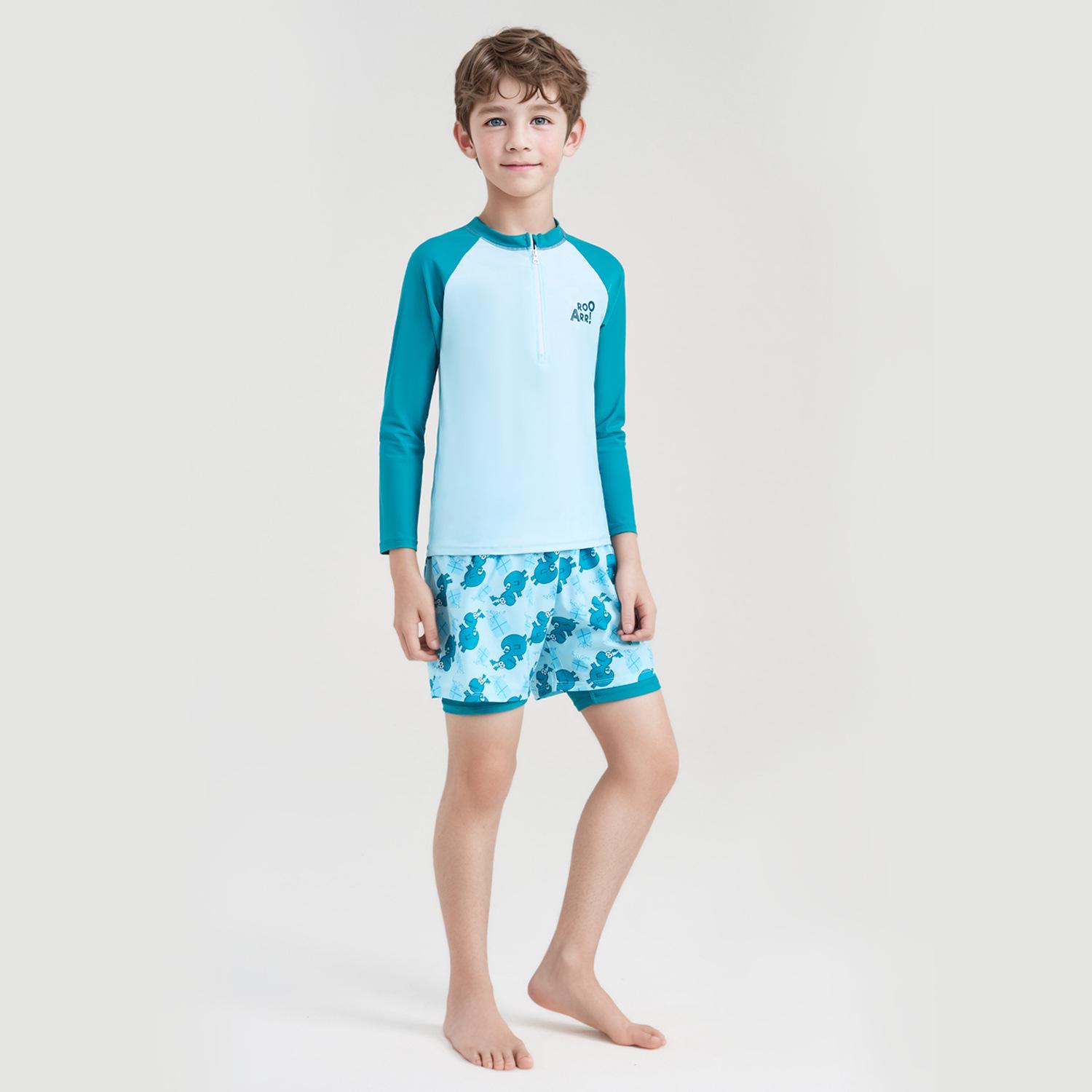 

Новый купальник с длинным рукавом для мальчиков - Купальный костюм с защитой от смущения и солнцезащитным эффектом для детей 14 (50-60 lbs)