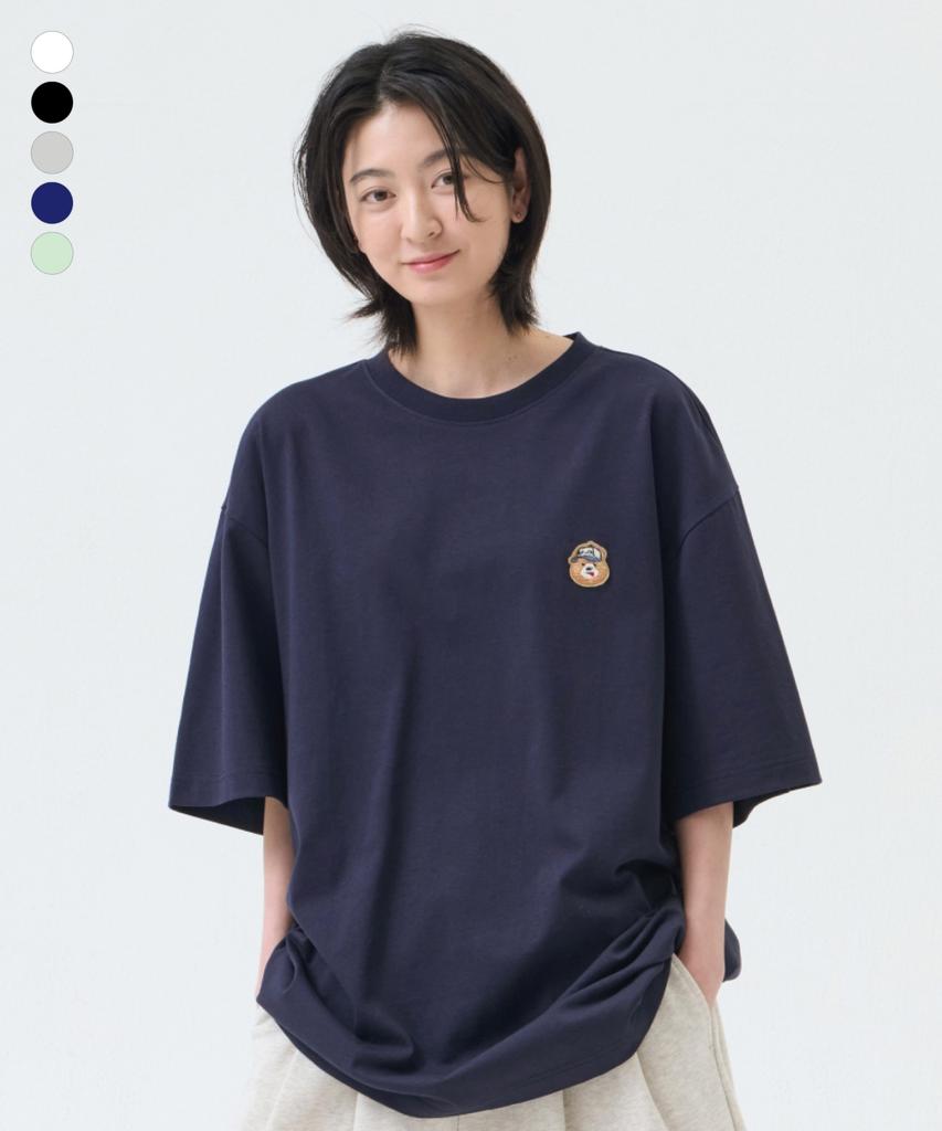 GROOVE RHYME 18-Count Dumble Bear Wappen Short Sleeve T-Shirt (5 Colors) (Lrbmctr703M)
