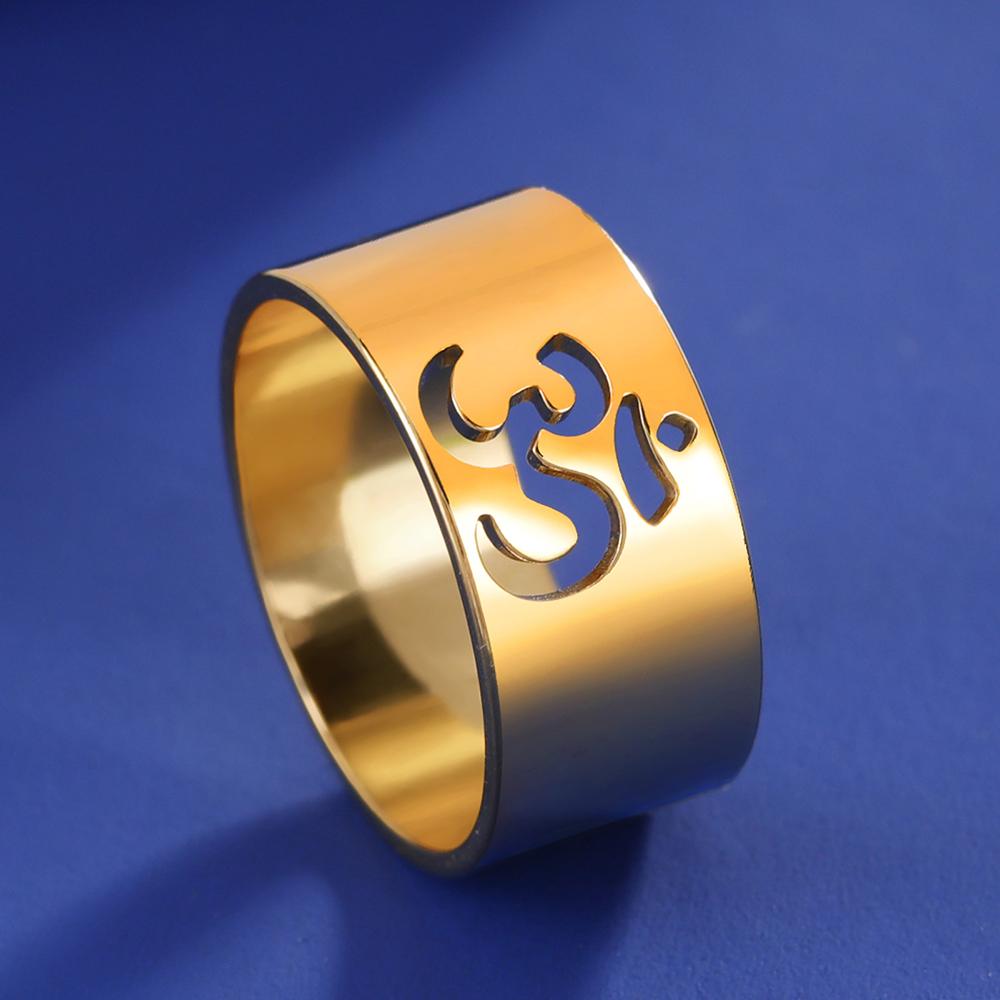 Dawapara Univerzální symbol harmonie Aum OM Prsten Unisex Hinduistický snubní prsten Buddhismus Jógové šperky Nerezová ocel