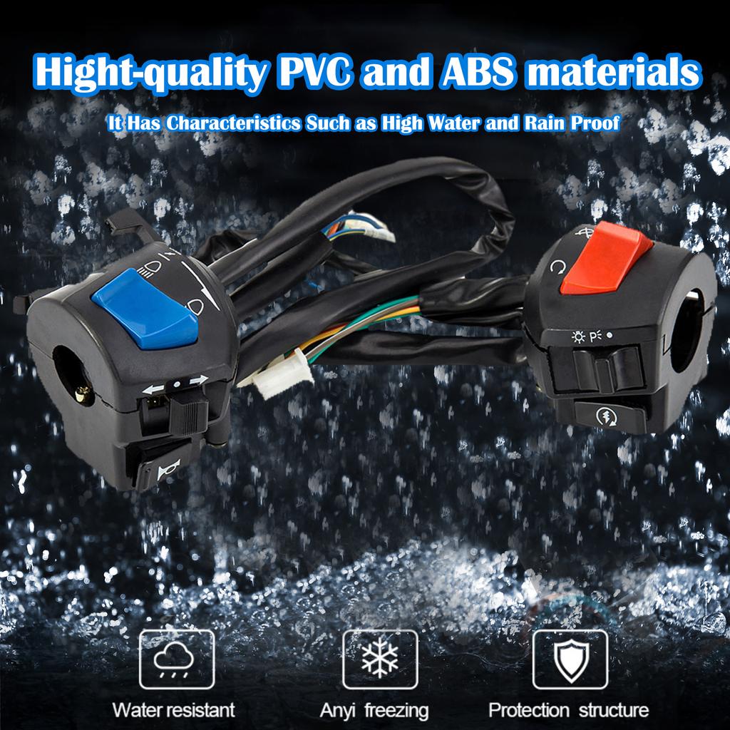 Motorcycle Handlebar Switch Control Universal Left and Right Switch 7/8 Inch Waterproof Electric Start Handle Controller Switch