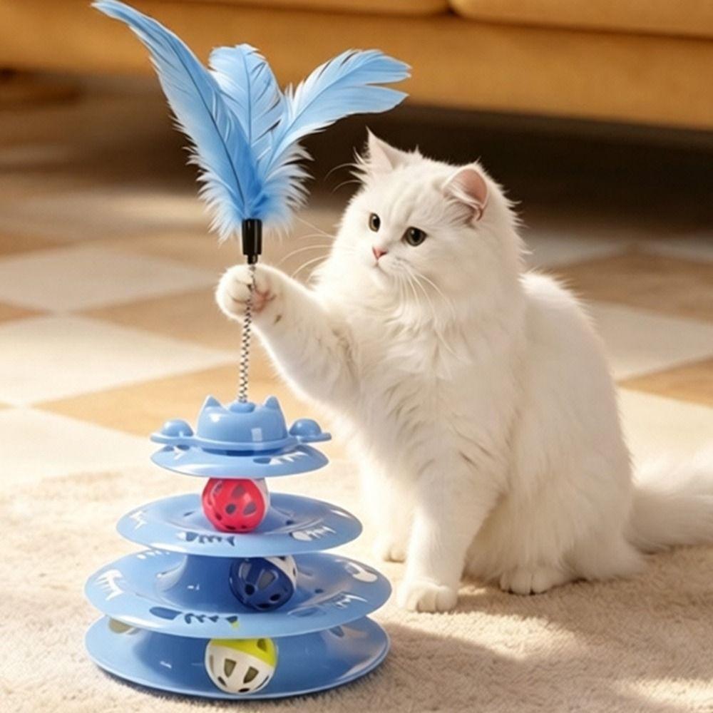 Rotating Ball Cat Track Ball Toy Multi Layer Spring Wand Toy Interactive Cat Toy Training