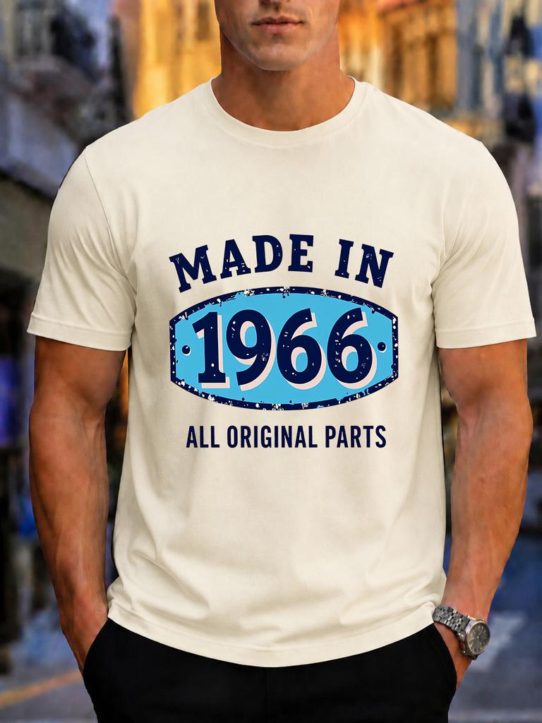 2026 New Cotton Tshirt Made In 1966 All Original Parts Vintage Print Casual Fashion Short Sleeve Tee