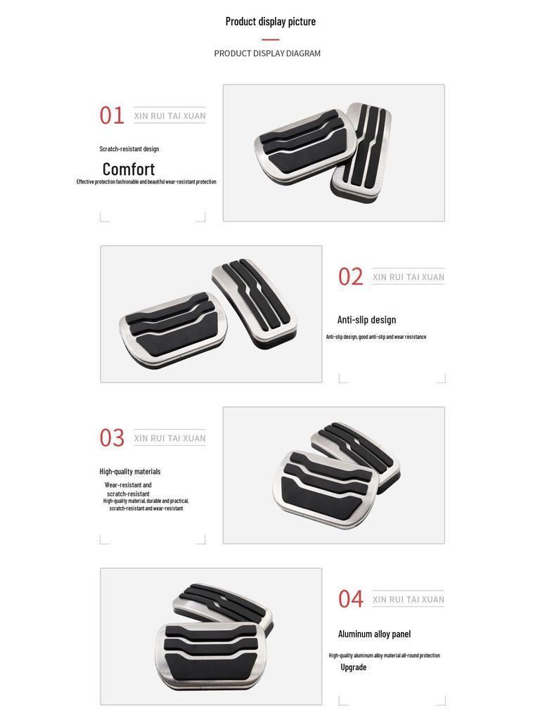 Non-Slip Pedal Set for Ford Edge: Throttle, Brake & Rest Area Decorative Accessories