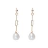 925 Sterling Silver Geometric Dangle Pearl Earrings for Women - Korean Retro Style Trendy Jewelry