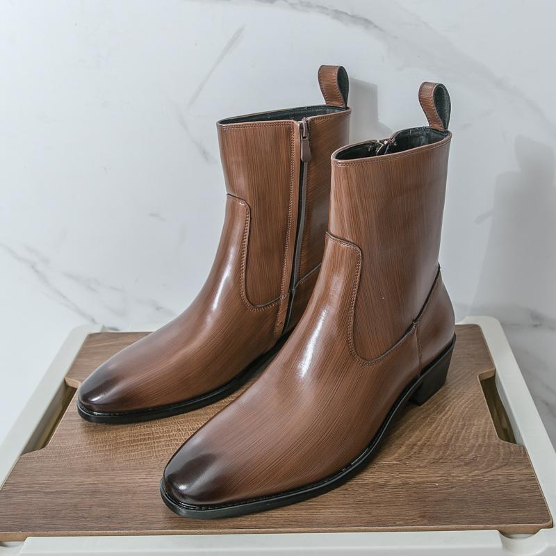 Fashion Fashion Brand Men's Pointed Breathable Side Zipper High Top Boots for Autumn New Men Comfortable Non Slip Chelsea Outdoor Boots