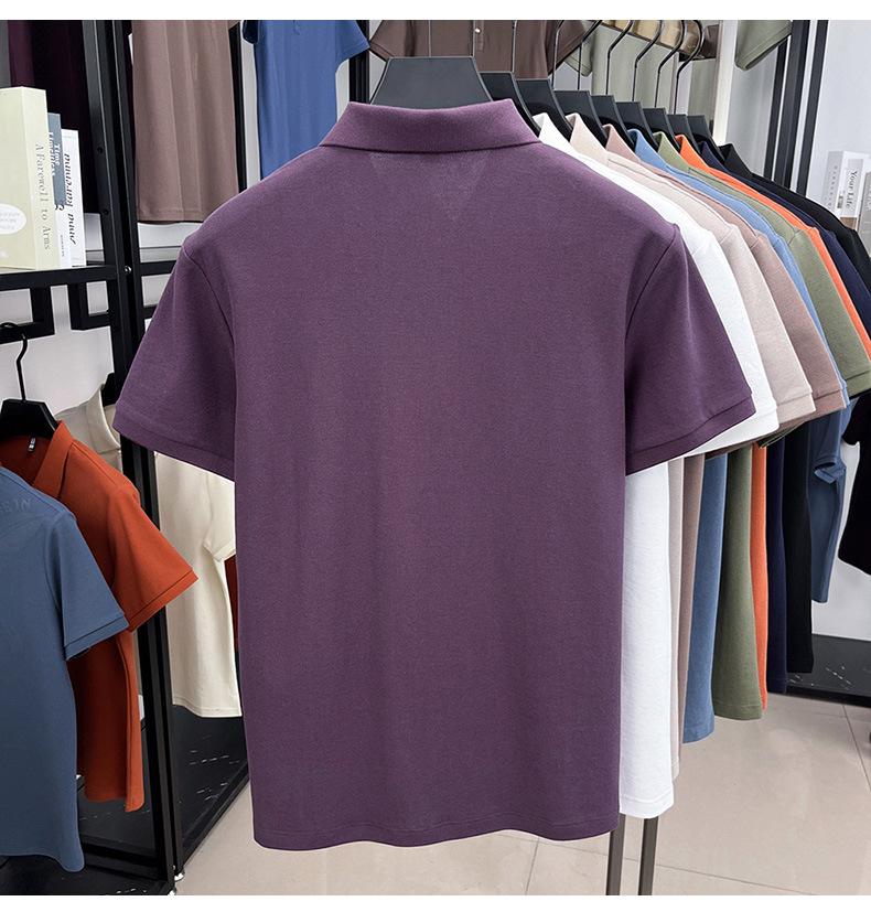 Men's Summer Casual 100% Pure Cotton Polo Shirt with Turn-Down Collar