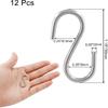 12pcs 304 Stainless Steel S Hooks, 0.08'' / 2mm. Metal S Shaped Hooks Heavy Duty Hangers Hanging Hooks for Hanging Pots Plants Cups Clothes Keys Caps
