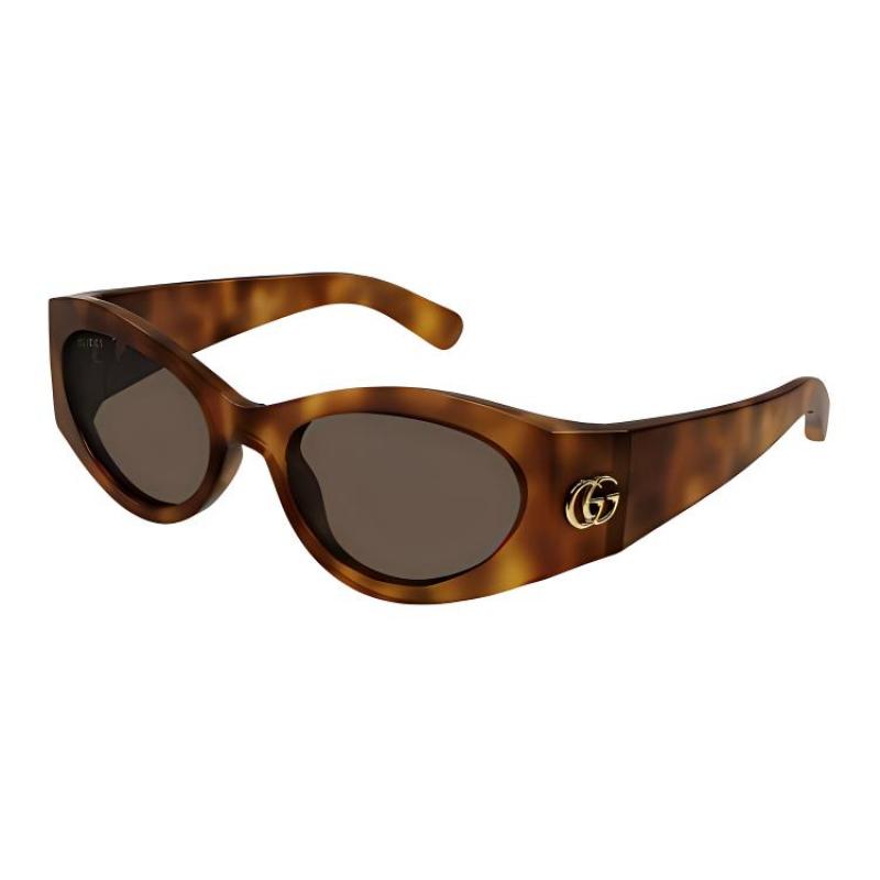 GUCCI Frame Logo Acetate Oval Sunglasses Women's Tortoiseshell