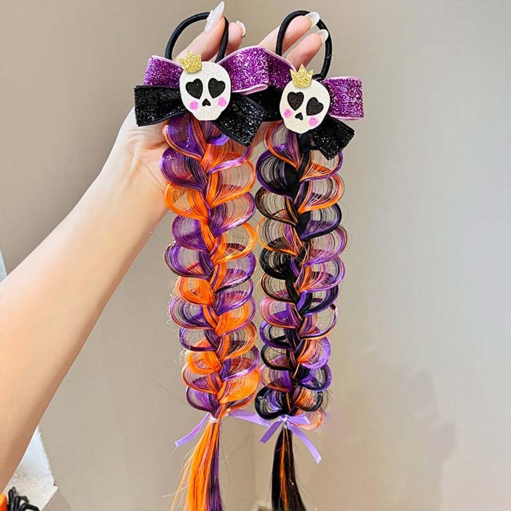 2Pcs Butterfly Halloween Fashion Hair Ties Spooky Cute Hair Additions Ponytail Hair Bands  Gift