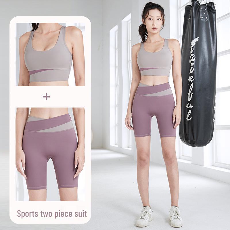 Women's Quick-Dry Color-Contrast Sports Suit: Summer Breathable, Hip-Lifting Tights