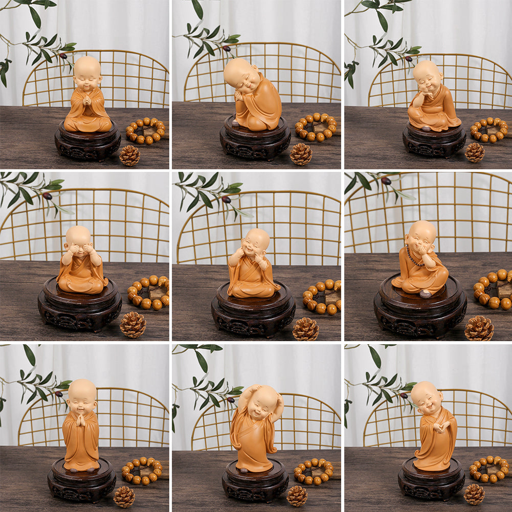 Car Small Monk Buddhist Statues Ornaments Resin Buddha Figurine Sculpture Handmade Miniatures Room Decoration Crafts Gifts