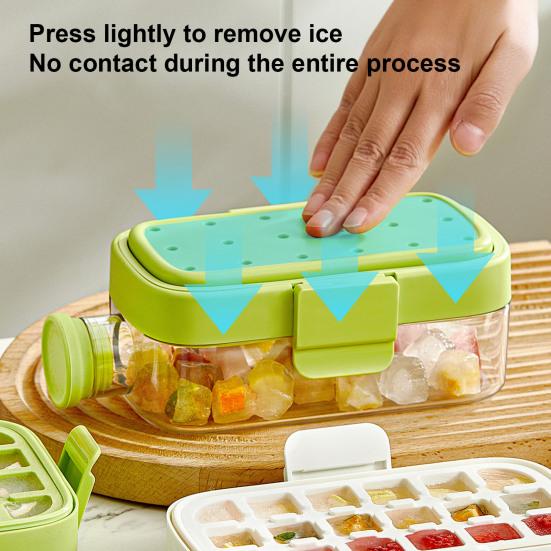 Ice Cube Mold 2-in-1 Ice Tray And Storage Cup Leakproof Seal Push-Type Ice Removal Food-Grade Ice Kettle Portable Ice Maker for Drinks