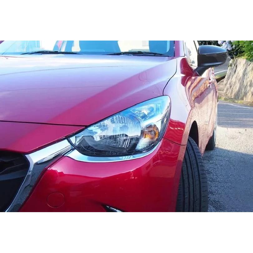 For Mazda 2 Demio 2015 2016 2017 2018   ABS Chrome Front Headlight Eyebrow Strips Cover Trims Car Styling Accessories