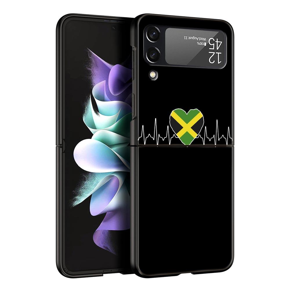 Vlajka britského srdečního tepu Čína Láska Linka Pouzdro na telefon pro Samsung Galaxy Z Flip 3 4 5 Černé skládací mobilní pouzdro Tvrdý PC Ochranný kryt