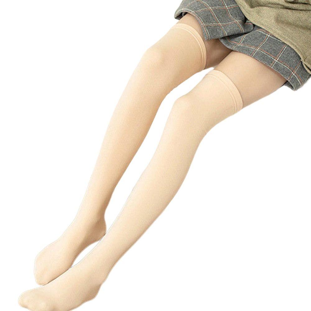 Einfarbig JK Mädchen Polyester Winter Thermosocken Überknie Socken Oberschenkelhohe Socken Damen Strümpfe