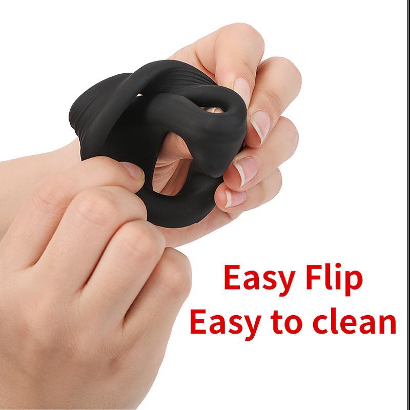 Silicone Pe-nis Ring Adorime 3 In 1 Ultra Soft Co-ck Ring for E-rection Enhancing Sex Toy for Couple