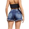 Nuovi Pantaloncini in Denim Elasticizzato da Donna, Orlo Sfilacciato Strappati Lavati Jeans Shorts per la Moda Estiva