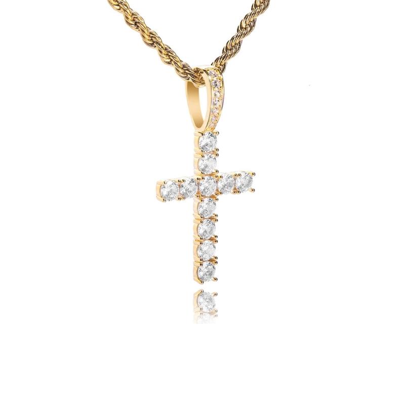 Sterling Silver Hip Hop Crucifix Pendant Necklace Jewelry With Full Cubic Zirconia Stones Accent For Men And Women