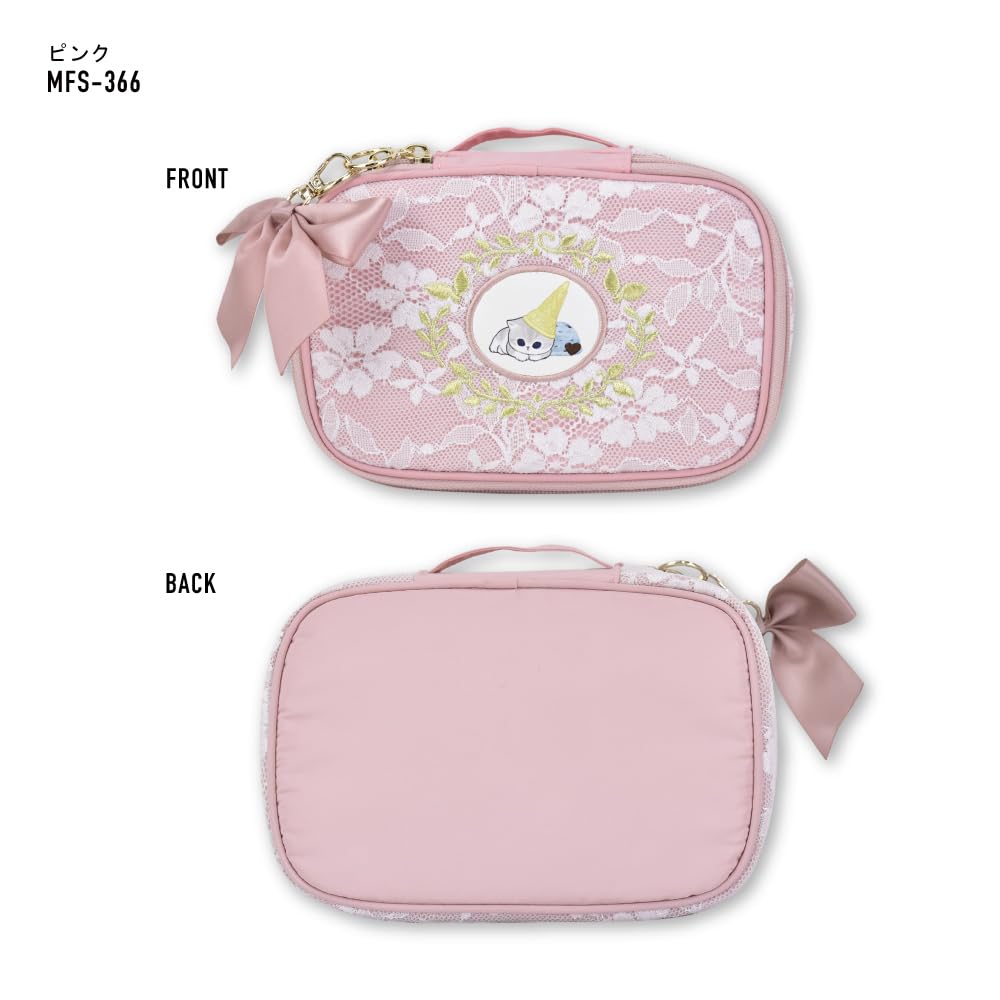 Mofusand Cosmetic Large Custom with Ribbon Lace for and Cute Character Mofusand0026 Pink Pouch, Capacity, Dividers, Charm, Design, Women, Commuting,