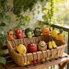 Whimsical Fruit Sculptures Resin Shelf Sitter Figurines with Flexible Dangling Legs, Hanging Edge Statues, Cute Character Desktop Ornaments