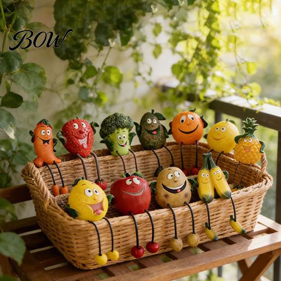 Whimsical Fruit Sculptures Resin Shelf Sitter Figurines with Flexible Dangling Legs, Hanging Edge Statues, Cute Character Desktop Ornaments