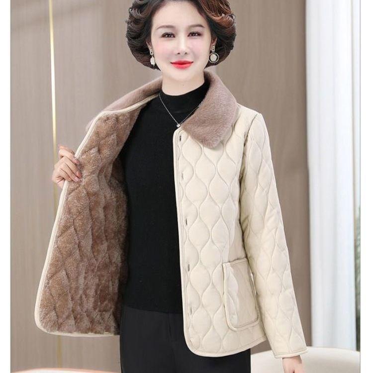 

Зимняя куртка Зимняя мода для мам Свободное Толстое Пальто с меховым воротником Для женщин среднего возраста Бархатное Теплое Пальто XXL белый