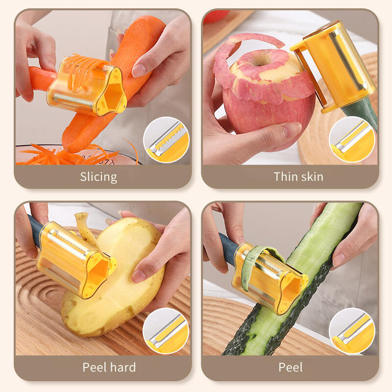 Household Kitchen Three In One Storage Fruit Peeler Stainless Steel Scraper Vegetable Fruit Scraper Kitchen Tool Accessories New