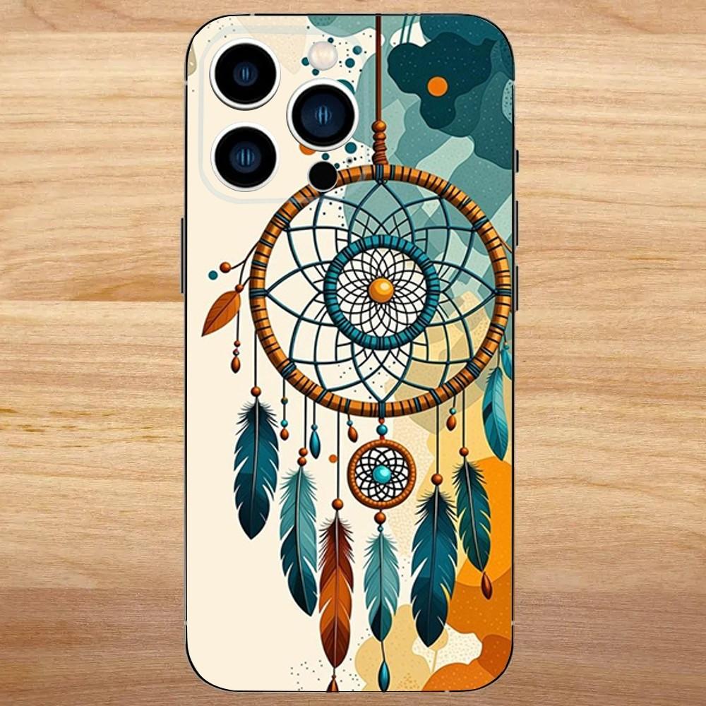 

Dreamcatcher Feather Phone Case For iPhone 16,15,14,13,12,11,Mini,Pro,SE,MAX White Matte Shockproof Cover iPhone16pro