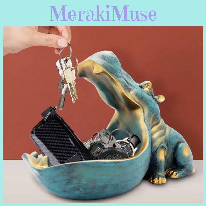 Figur Harz Nilpferd Lustige Süßigkeitenschale Großmauldesign Wohnzimmer Ornament Raum