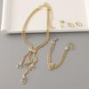 5Pcs Earrings Rhinestone Jewelry Suit Geometric Bracelet Chain Set Tassel Necklace Suit  Party