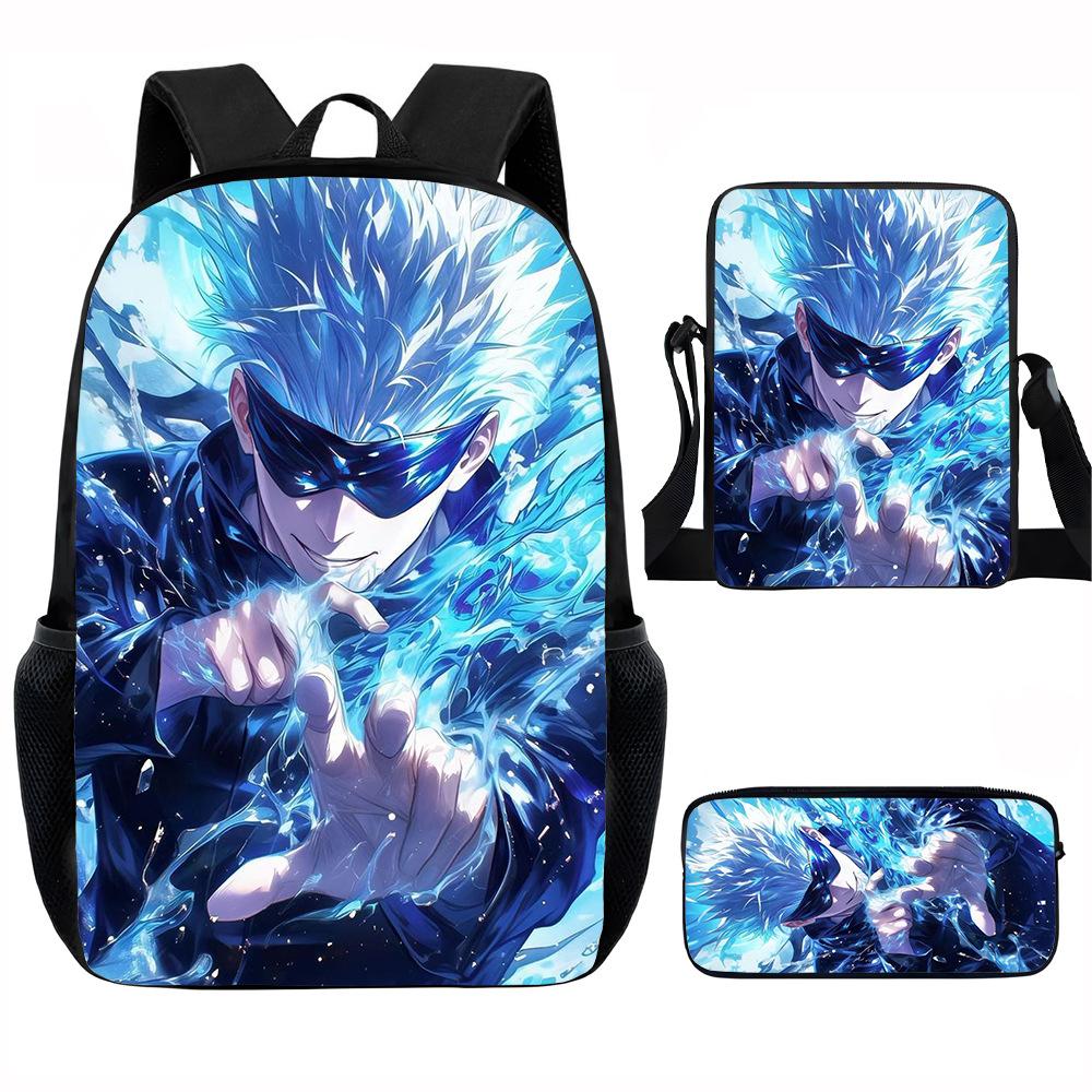J-Jujutsu Kaisen 3pcs Set Backpack 40cm/15.7inch School Bags Shoulder Bag Pencil Case Computer Book Bag for Boys Girls Best Gift
