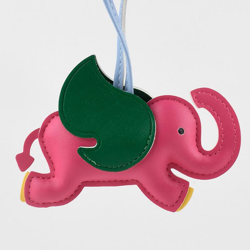 Maskottchen Elefant Benutzerdefiniertes LOGO Schlüsselanhänger Blankes Leder Lasergravur Autoschlüsselanhänger 3D Niedlicher Fliegender Elefant Personalisierter Anhänger Geschenk