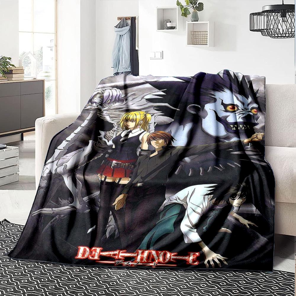 Anime DEATH NOTE Print Flannel Blanket High Quality Warm Comfortable Cover for All Seasons Perfect for Gifts Home Decor