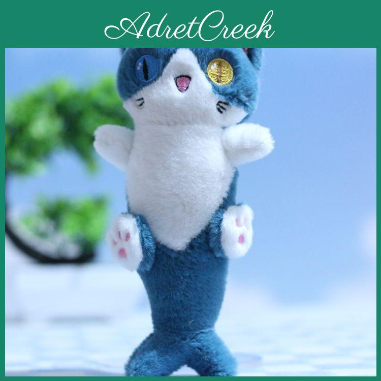 Adorable Plush Mermaid Cat Keychain Cartoon Stuffed Animal Pendant For Bags
