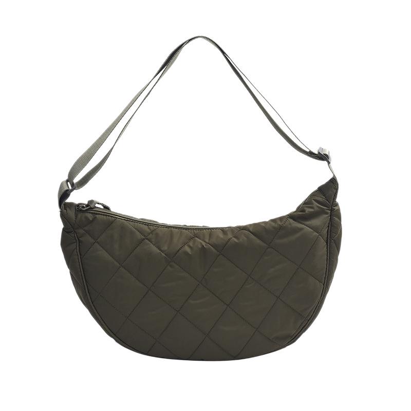 Cotton Argyle Moon Crossbody Bag - Versatile Casual Women's Shoulder Bag with Printed Logo.