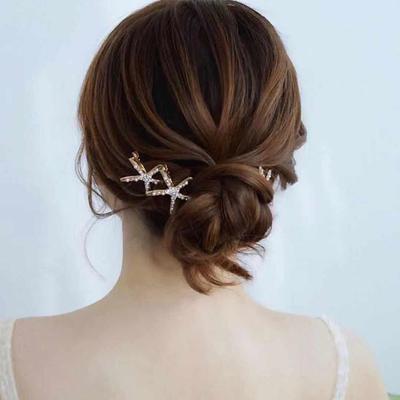 Korean Style Starfish Pearl Rhinestone Hair Clip - Women's Updo Hair Accessory for Fashionable Looks