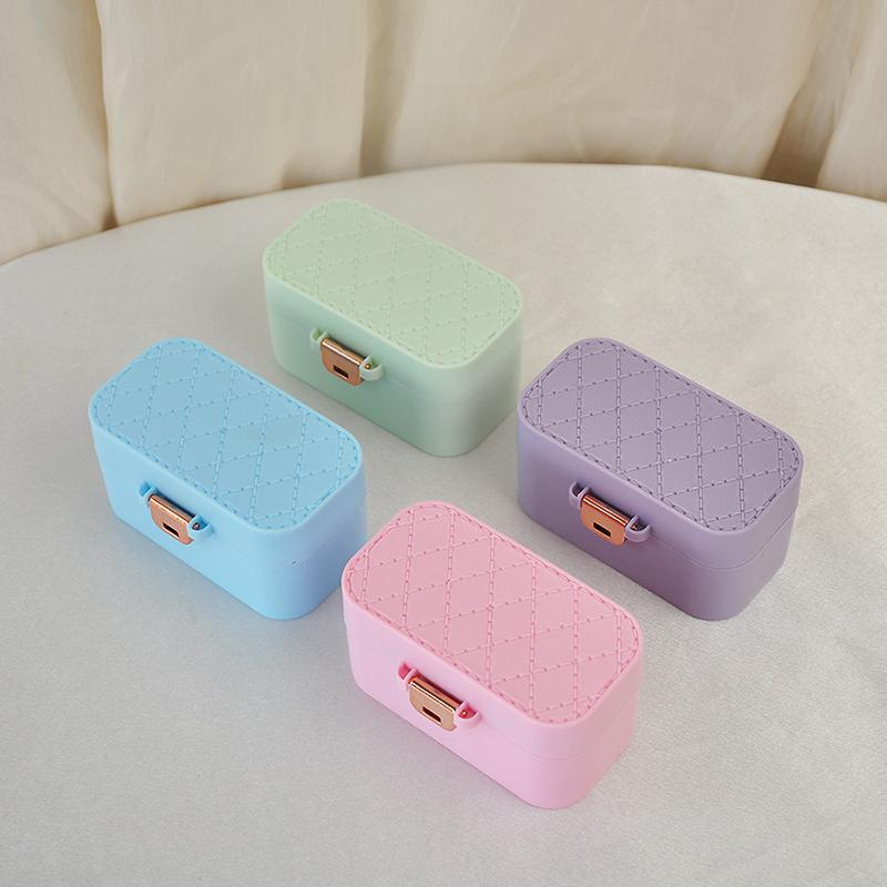 Mini Jewelry Storage Box Portable Home Travel Earrings Necklace Storage Case For Women Ring Organizer With Mirror Display Case