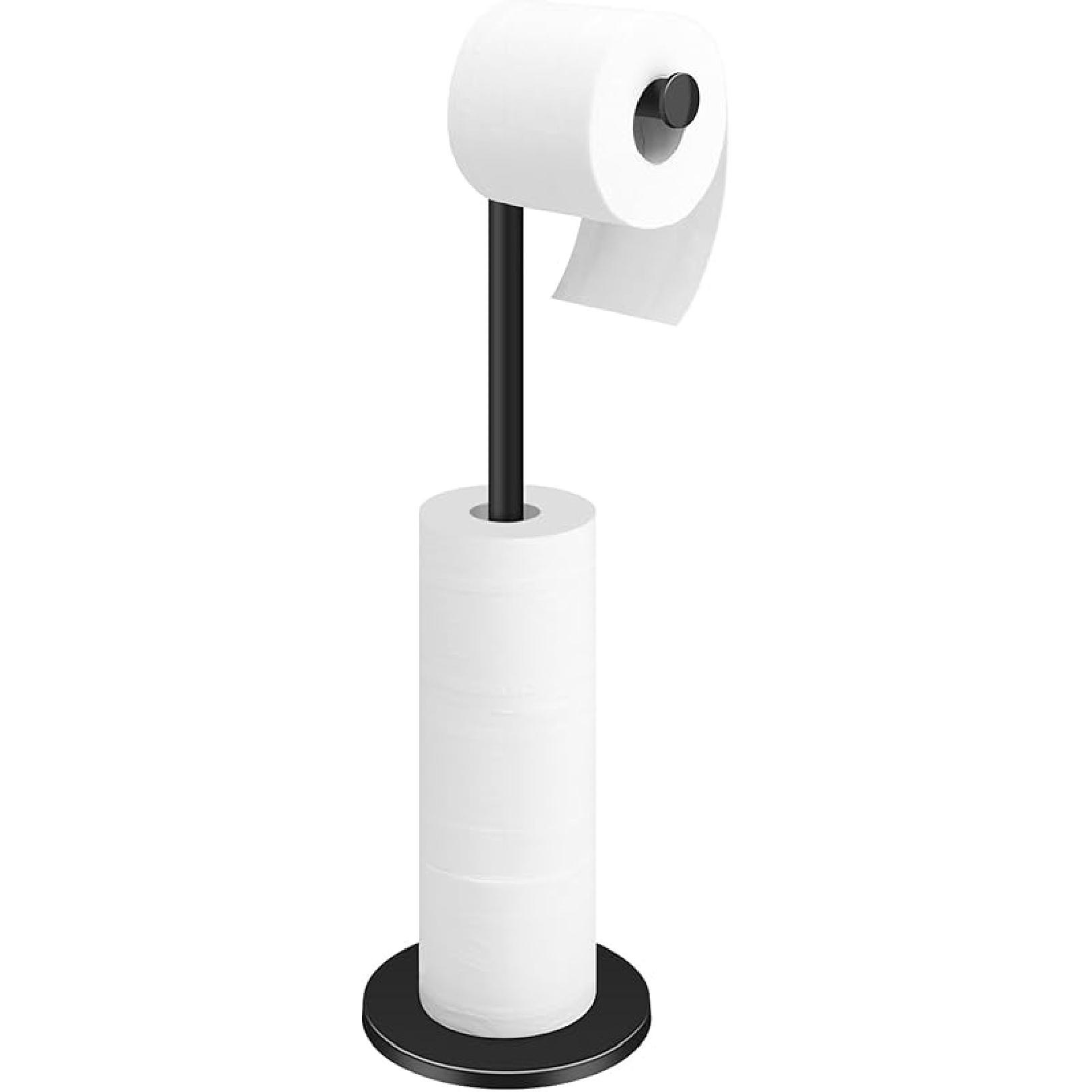 TACGEA Toilet Paper Holder Stand, Bathroom Toilet Paper Roll Holder Stainless Steel Free Standing, Storage for 4 Rolls of Paper, Matte Black матовый черный