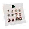 Christmas stud earrings, snowman earrings with diamonds, bell stud earrings combination set, Christmas wind alloy jewelry.