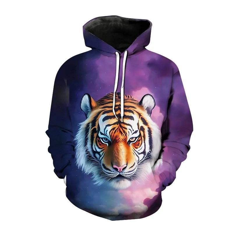 Autumn New Men's Animal Tiger Sweatshirts 3D Printed animal Hoodies Sports hoodie loose long sleeve pockets Fashion Hoodie