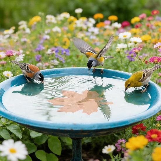 0.9999 Pure Copper Bird Bath Disk 0.6mm Thick Water Cleaner with Triple-Point Support All-Season Maple Leaf Shaped Bird Bath Purification