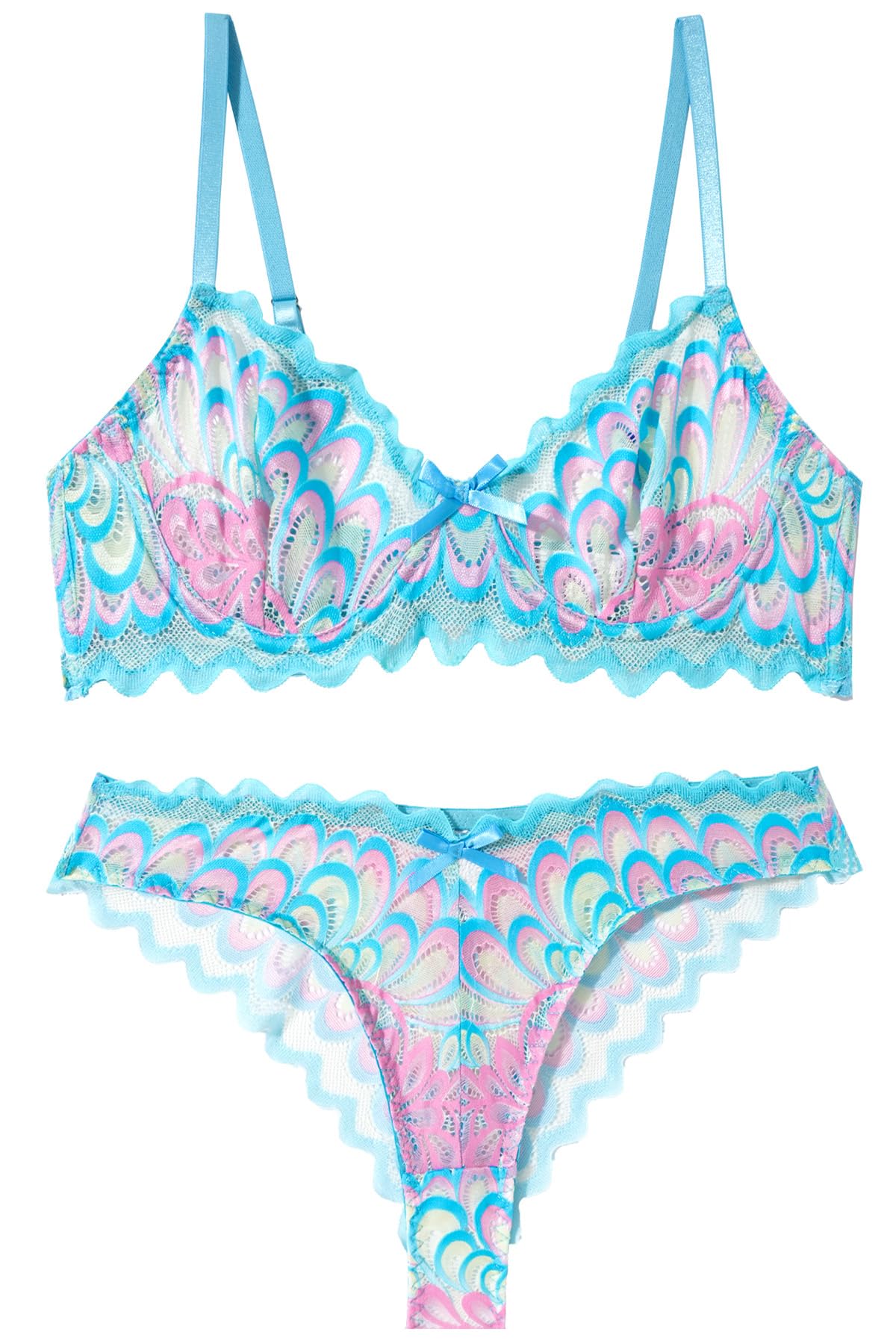 

Adult sexy night blue [SEAUR] lingerie, see-through, sexy, embroidered, bra, black, medium, синий