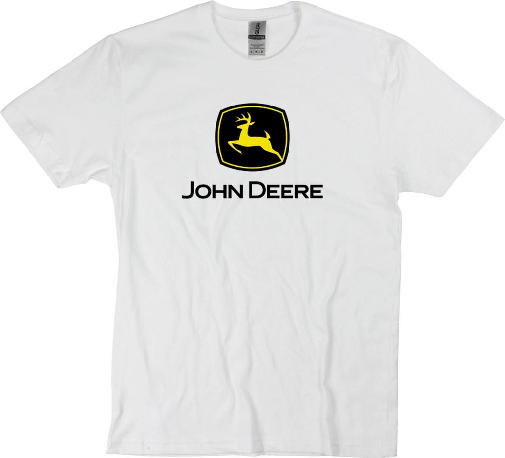 John Deere Logo Transportation T Shirt Comfortable Heavy Cotton White Size 2XL