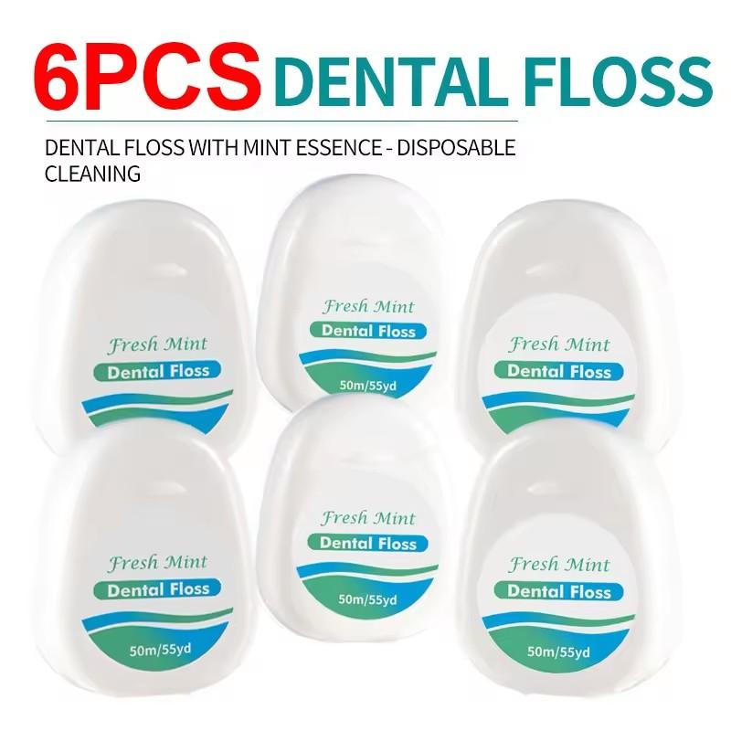 Mint Flavored Dental Floss Roll - Interdental Cleaning Tools Adult Home Oral Care Set - 6/3/1 Pcs White Box Options