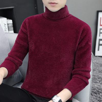 Thickened Sweatwear Mens Anti-pilling High Quality Knitted Turtleneck Sweater Slim Fit Long Sleeve Pullover Solid Color Trend Men Clothing
