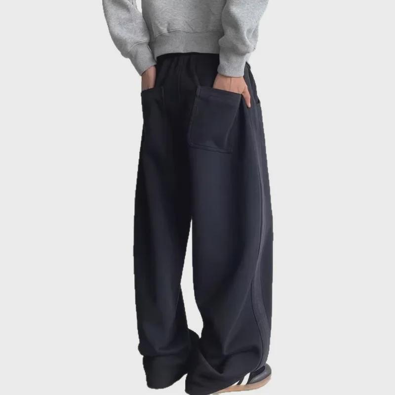 Men's Autumn Retro Tie-Dye Wide-Leg Sweatpants with Side Stripes