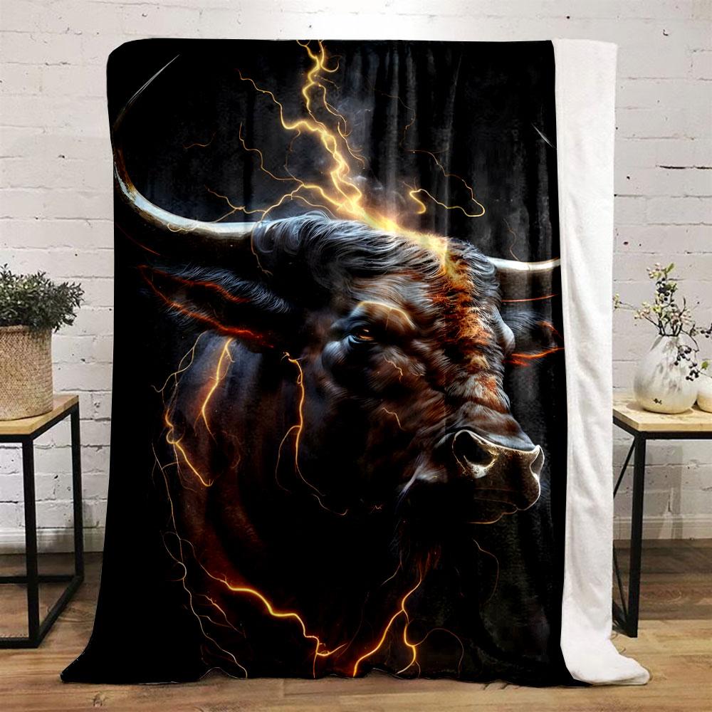 Fierce Lightning Bull Blanket bedroom Blanket for Livingroom Couch lunch break Soft throw for Friend's festival Gift