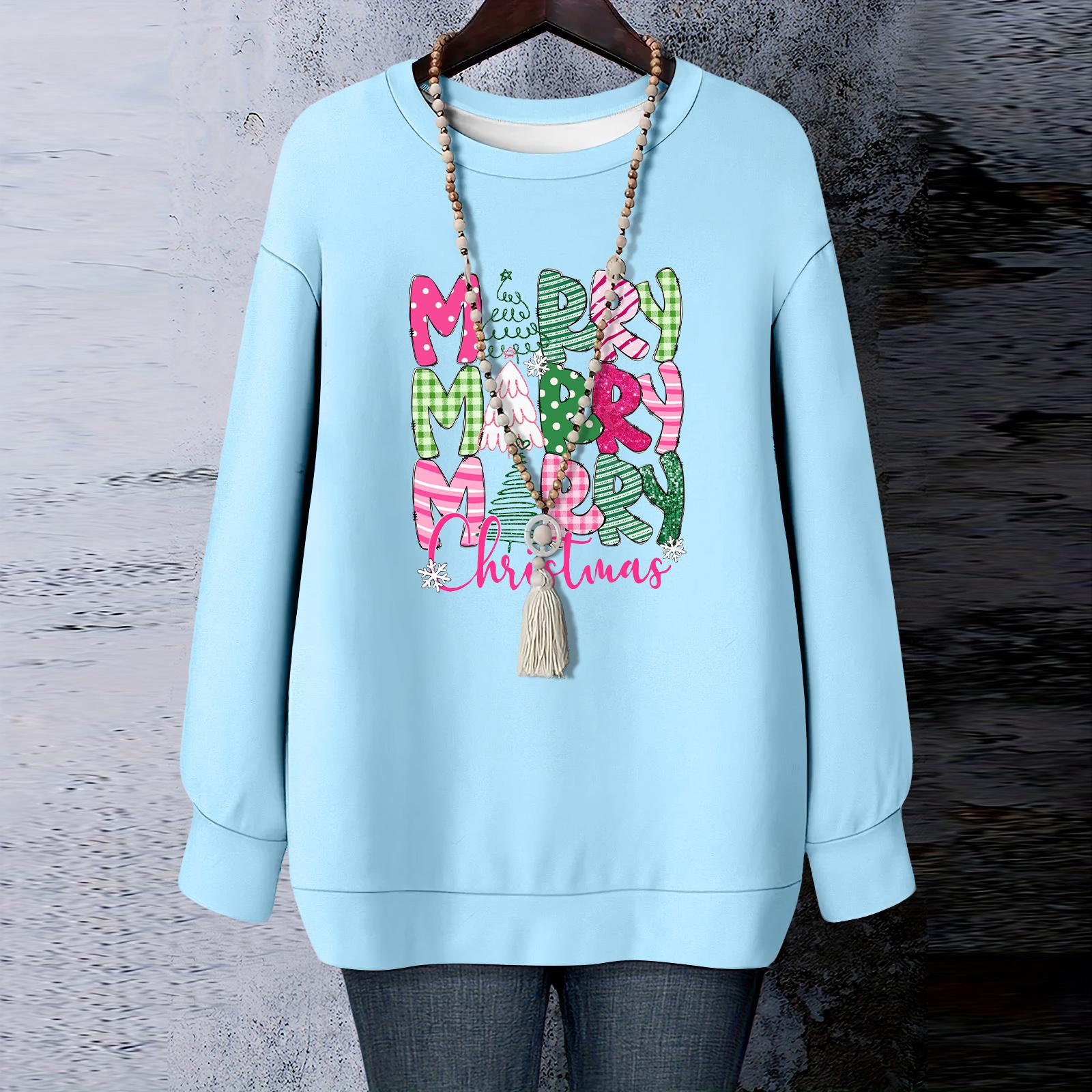 

Женская рождественская футболка с круглым вырезом и длинными рукавами XL